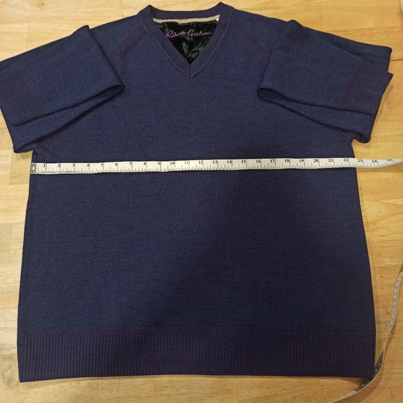 Robert Graham Cottage V-Neck Sweater Dark Navy Blue Wool Cashmere Men's - Picture 9 of 11